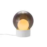 pulpo - lampe de table boule small socle blanc - gris fumé/ blanc opale/h x ø 35x29cm/avec interrupteur au pied sur le câble