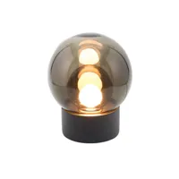 pulpo - lampe de table boule small socle noir - gris fumé/ gris fumé/h x ø 35.5x29cm/avec interrupteur au pied sur le câble
