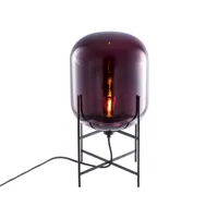pulpo - lampe de table oda small structure noir - aubergine/transparent/h x ø 45x24cm/avec interrupteur sur le câble