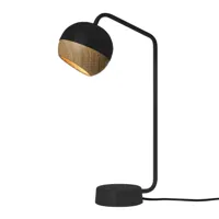 mater - lampe de table ray - noir/chêne certifié fsc naturel/pxhxp 11,9x40,1x22,5cm/structure noir/câble tissu noir