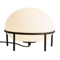 woud - lampe de table pump - noir/opalin/abat-jour en verre/structure métal/h 22cm / ø 24cm