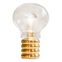 ingo maurer - lampe de table bulb brass - transparent/laiton/abat-jour ø20cm/verre en cristal soufflé de murano/h 20cm/socle laiton haute qualité/câbl
