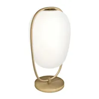 kundalini - lampe de table lannà - blanc/double couche soufflé/h 40cm/ø 22cm/structure métal laiton laqué