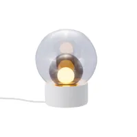 pulpo - lampe de table boule small socle blanc - transparent/ gris fumé/h x ø 35x29cm/avec interrupteur au pied sur le câble