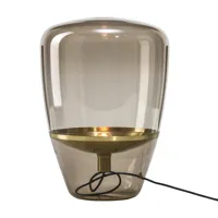 brokis - balloons large - lampe à poser - fumée brun/réflecteur laiton/h: 85cm x ø 60,7cm/câble noir