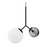 lampe suspension noire opal twice blanche et grise diam 26 & 15 cm