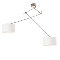 lampe à suspension acier avec abat-jour 35 cm blanc réglable - blitz ii