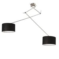 lampe à suspension acier avec abat-jour 35 cm noir réglable - blitz ii
