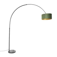 lampe à arc noir velours abat-jour vert avec or 50 cm - xxl