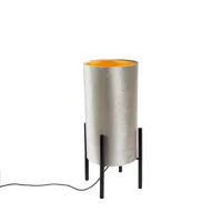 lampe de table design abat-jour en velours noir taupe avec or - rich