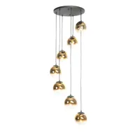 suspension art déco noire avec verre doré 7 lumières - pallon