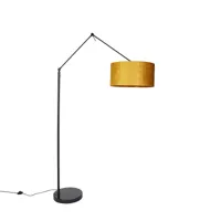 lampadaire moderne noir / abat-jour jaune lin 50 cm - editeur