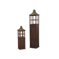 lanterne rectangulaire en bois marron foncé 1-2cm27x27h135