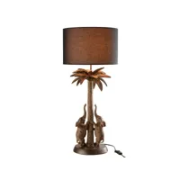 lampe palmier elephant resine marron - l 33,5 x l 33,5 x h 74,5 cm