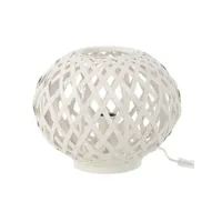 paris prix - lampe à poser en bambou inaya 32cm blanc