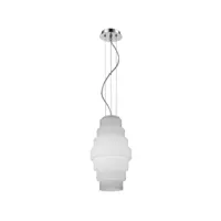 epikasa lampe à suspension brit - éclairage intérieur - lustre, 1 lumière - entrée, salon, séjour, bureau - chrome, blanc en métal, verre, 1 x e27, 60w - 30x30x150 cm am8681847277828