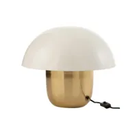 paris prix - lampe à poser champignon métal 40cm blanc & or