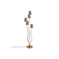 lampadaire design 5 lampes roselin h160cm métal or et tissu beige
