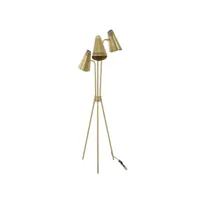 lampadaire trépied 3 lampes cornets treis 180cm métal or