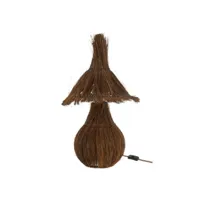 paris prix - lampe à poser en palmier tropical 61cm marron