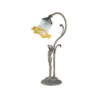 lampe de table style art nouveau  en fonte de laiton vieilli l25xpr12xh45 cm made in italy