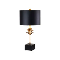 elstead camilia lampe de table avec abat-jour rond, or antique et noir