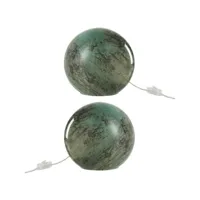 duo de lampes de chevet verre vert - kyanite - l 20 x l 20 x h 18 - neuf