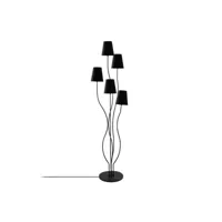 lampadaire design 5 lampes roselin h160cm métal et tissu noir