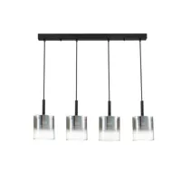 spring lighting contemporain led bar suspension plafonnier 4 lumières noir, verre 3000k