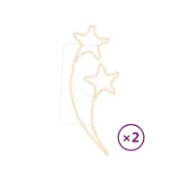 décoration de noël jolie, guirlandes lumineuses en forme d'étoile 2 pcs blanc chaud asd34134 meuble pro