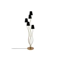 lampadaire design 5 lampes roselin h160cm métal or et tissu noir