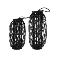 lanterne de roseau avec poignée 40x ø26 cm noir en roseau écologique 490006848