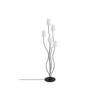 lampadaire design 5 lampes roselin h160cm métal noir et tissu blanc