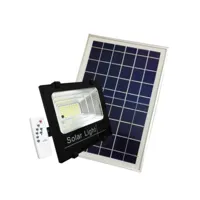 projecteur solaire led 30w ip65 dimmable avec détecteur (panneau solaire + télécommande inclus) - blanc froid 6000k - 8000k