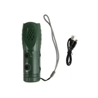 radio lampe torche manivelle portable multifonctionnelle avec support am fm sos pour la maison et l'extérieur - vert foncé