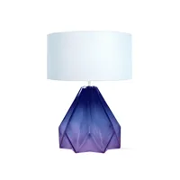 helsinki - lampe a poser géométrique verre violet et blanc 66065