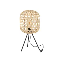 lampe trepied ronde bambou metal naturel-noir 59 cm - l 29 x l 29 x h 59,5 cm