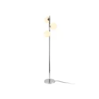 lampadaire lampe à pied lampe sur pied métal et verre 3 x e14 154 cm chrome et blanc helloshop26 03_0002438