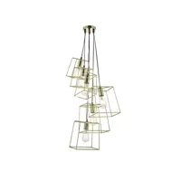 dar tower - cube wire frame cluster suspension doré, 6x e27