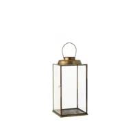 lanterne carrée antique en verre et métal de couleur bronze