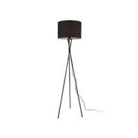 lampadaire trépied moderne lampe sur pied design e27 métal tissu hauteur 154 cm noir helloshop26 03_0005255