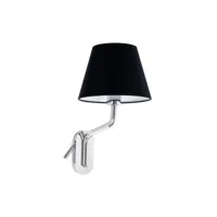 faro eterna lampe de table chromée droite avec abat-jour noir et lampe de lecture