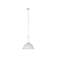 lampe suspendue ronde verre-metal blanc - l 47 x l 47 x h 158 cm