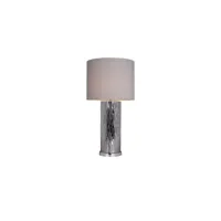 lampe à poser en verre effet acier design et abat-jour taupe - lisa 70587263