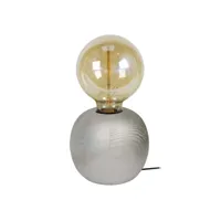 bois boule - lampe de chevet globe bois gris 66145