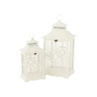 paris prix - lot de 2 lanternes en bois cercles 63cm blanc