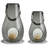 holmegaard - design with light lanterne (ensemble de 2) h 16 cm + 25 cm, fumée