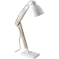 lampe à poser aubry gaspard - lampe de bureau en métal blanc et bois