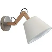 lampe de lecture tosel 31235 applique articulé bois naturel et écru l 16 p 45 h 45 cm ampoule e14