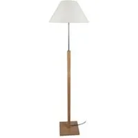 lampe de lecture generique lampadaire pied en bois avec abat jour conique en coton hauteur 156cm hod - blanc